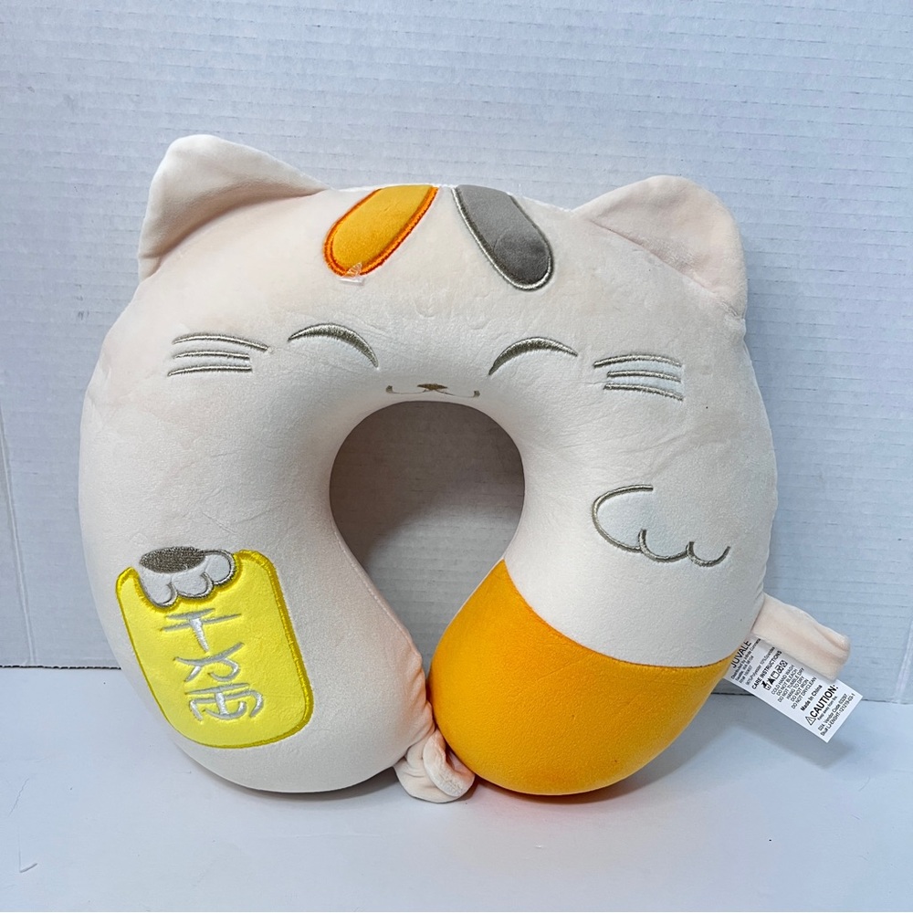 Cat Neck Pillow with Yellow and Gray Accents